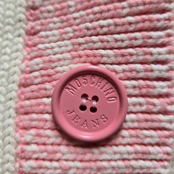 Moschino Jeans Contrast Peace Symbol Intarsia Cotton and Nylon Cardigan Size XS - Picture 7 of 12